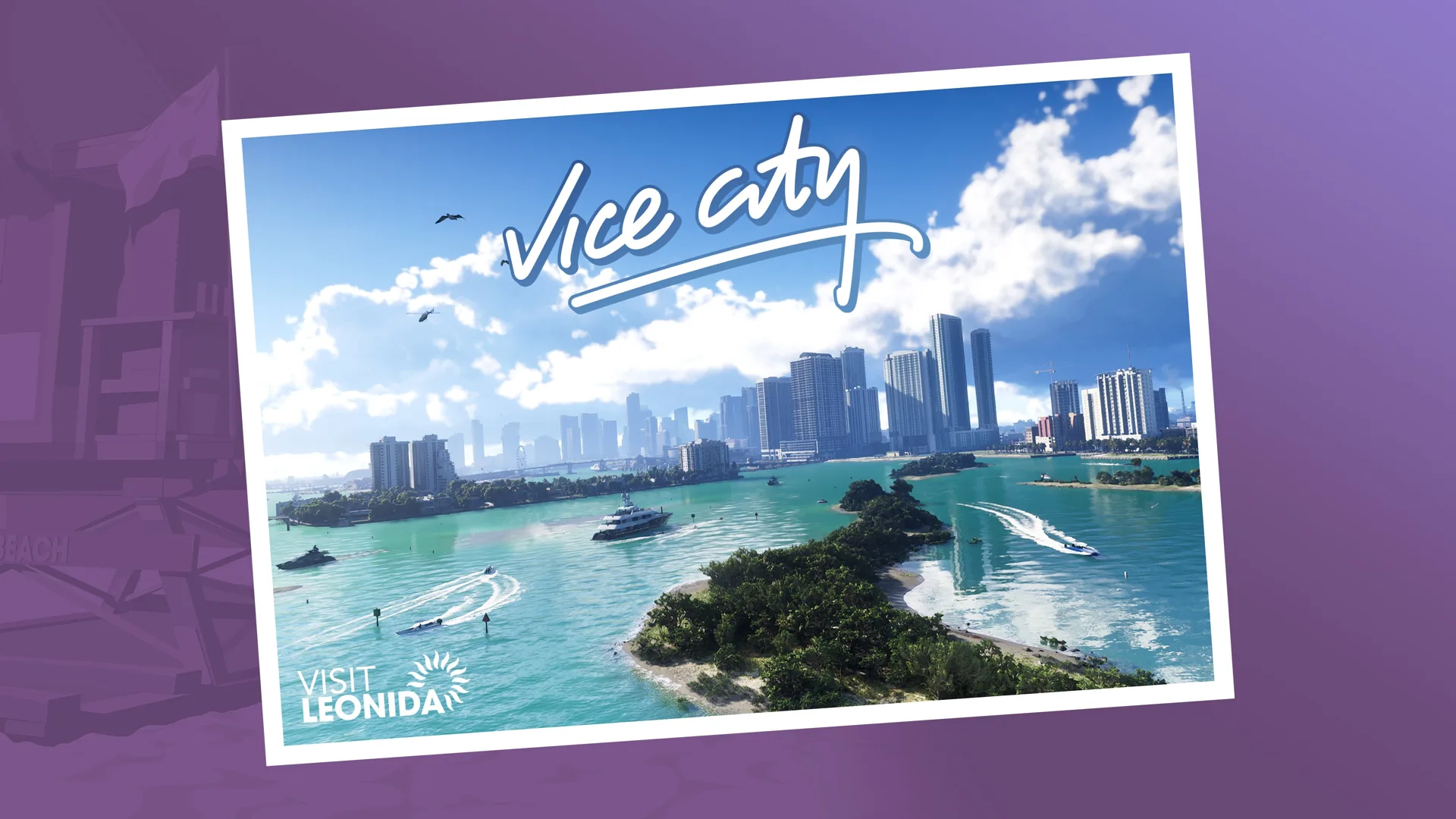 Official GTA VI media labeled Vice City Postcard.